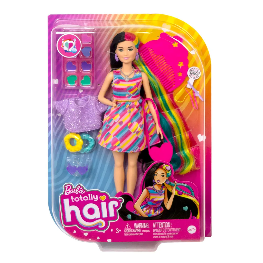 Barbie Totally Hair Puppe (schwarze/bunte Haare) Inkl. Styling-Zubehör 8 Barbie Totally Hair Puppe (schwarze/bunte Haare) Inkl. Styling-Zubehör – Bild 6
