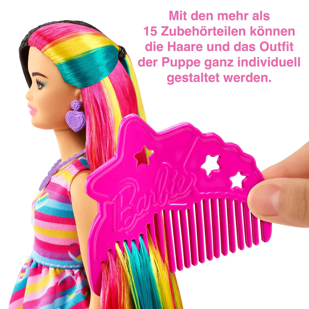 Barbie Totally Hair Puppe (schwarze/bunte Haare) Inkl. Styling-Zubehör 5 Barbie Totally Hair Puppe (schwarze/bunte Haare) Inkl. Styling-Zubehör – Bild 3