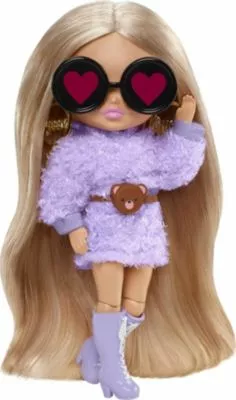 Barbie Extra Mini Puppe (Blonde Pigtails Purple Hoodie) 5 Barbie Extra Mini Puppe (Blonde Pigtails Purple Hoodie) – Bild 3