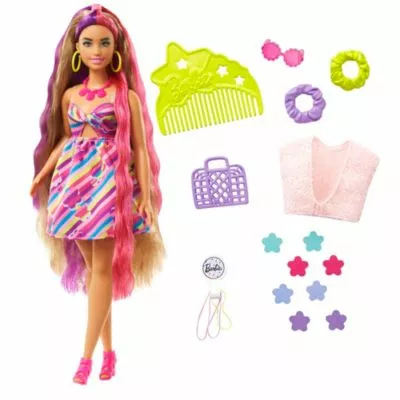 Barbie Totally Hair Puppe (blond/pinke Haare) Inkl. Styling-Zubehör 3 Barbie Totally Hair Puppe (blond/pinke Haare) Inkl. Styling-Zubehör