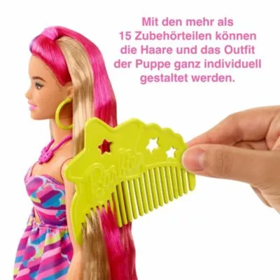 Barbie Totally Hair Puppe (blond/pinke Haare) Inkl. Styling-Zubehör 6 Barbie Totally Hair Puppe (blond/pinke Haare) Inkl. Styling-Zubehör – Bild 4