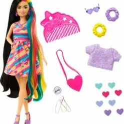 Barbie Totally Hair Puppe (schwarze/bunte Haare) Inkl. Styling-Zubehör