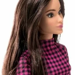Barbie Fashionistas Puppe Im Pink-schwarz-karierten Kleid, Kurvig, „Love“ Halskette, Für Kinder Von 3 Bis 8 Jahren -Barbie Verkaufsladen 24798488 04