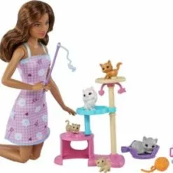 Barbie-Puppe Und KĂ€tzchen Kratzbaum Spielset Mit Zubehör. Spielzeug FĂŒr Kinder Ab 3 Jahren