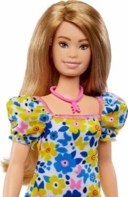 Barbie Fashionistas Puppe Mit Down-Syndrom Im Blau-gelben Kleid 6 Barbie Fashionistas Puppe Mit Down-Syndrom Im Blau-gelben Kleid – Bild 4