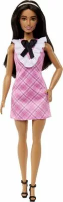 Barbie Fashionistas-Puppe Mit Schwarzem Haar Und Karokleid