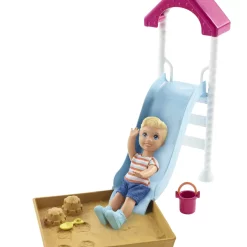 Barbie "Skipper Babysitters Inc." Storytelling Spielset Sandkasten Mit Rutsche Und Baby Puppe