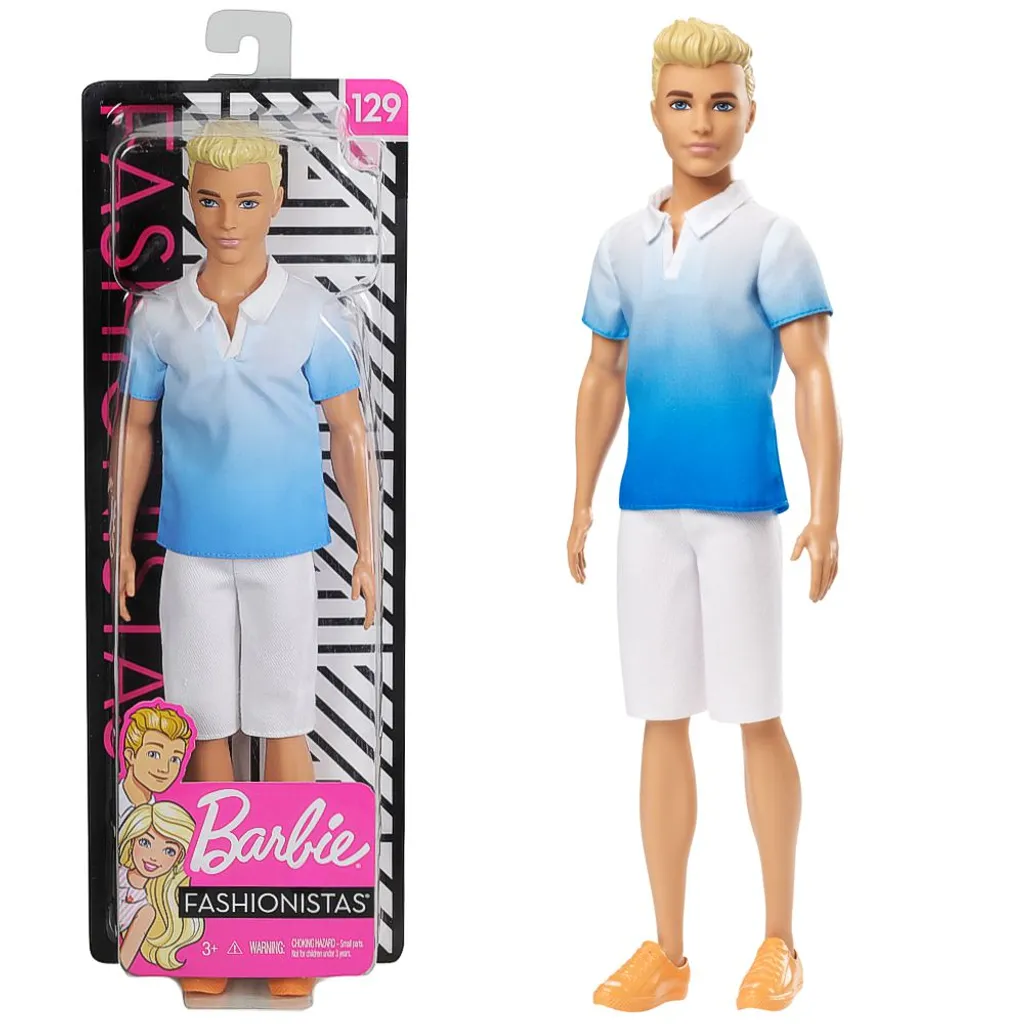 Barbie Ken Fashionistas Puppe Im Weiß-blauen Poloshirt 10 Barbie Ken Fashionistas Puppe Im Weiß-blauen Poloshirt – Bild 8