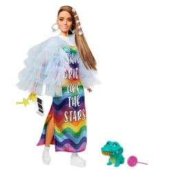 Barbie Extra Puppe Mit Regenbogen-Kleid, Anziehpuppe, Modepuppe