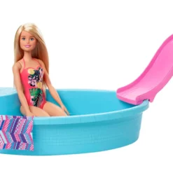 Barbie Pool Spielset Mit Puppe (blond), Anziehpuppe, Barbie Möbel, Barbie Zubehör