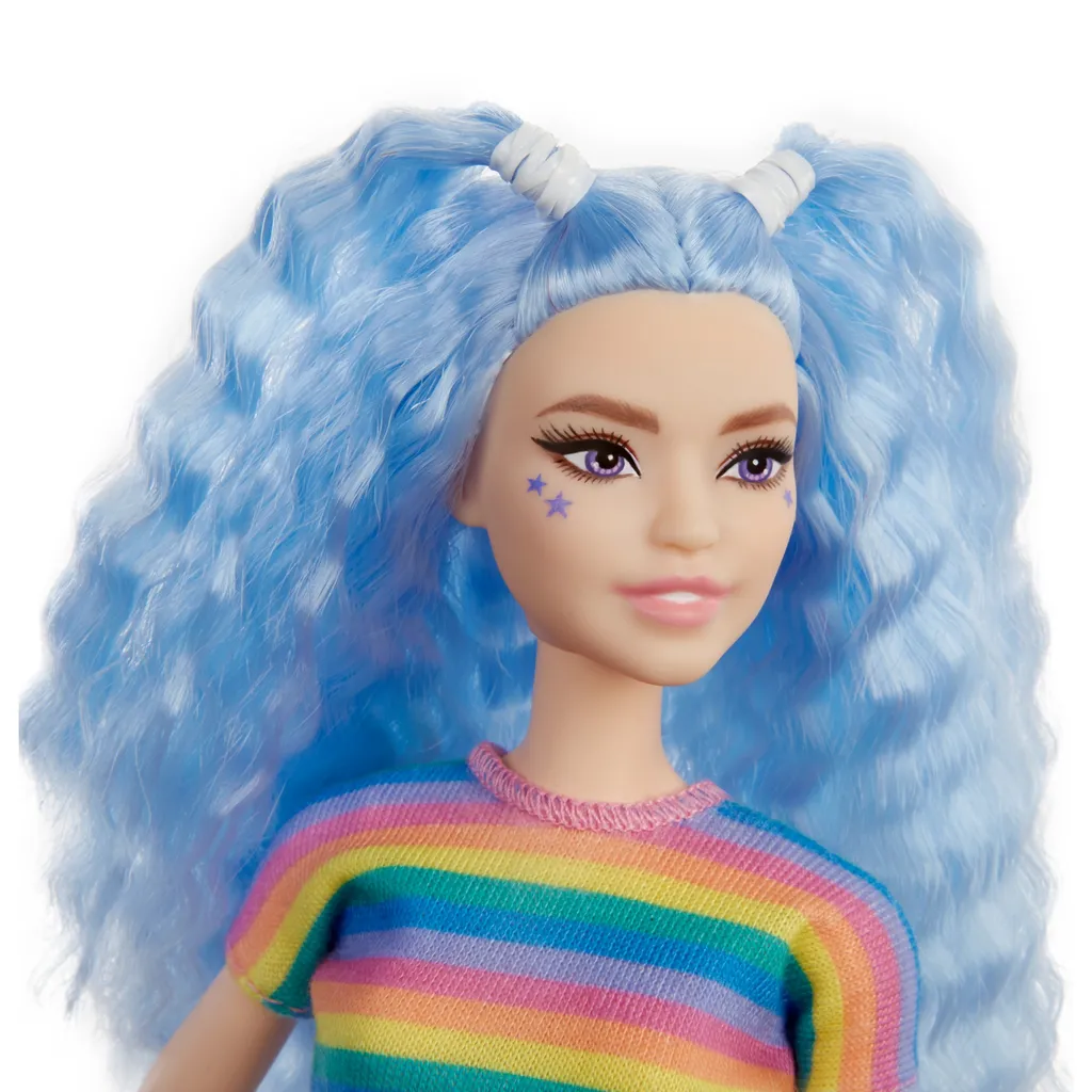 Barbie Fashionistas Puppe (blaue Haare) Im Regenbogen-Shirt Und Rock 8 Barbie Fashionistas Puppe (blaue Haare) Im Regenbogen-Shirt Und Rock – Bild 6