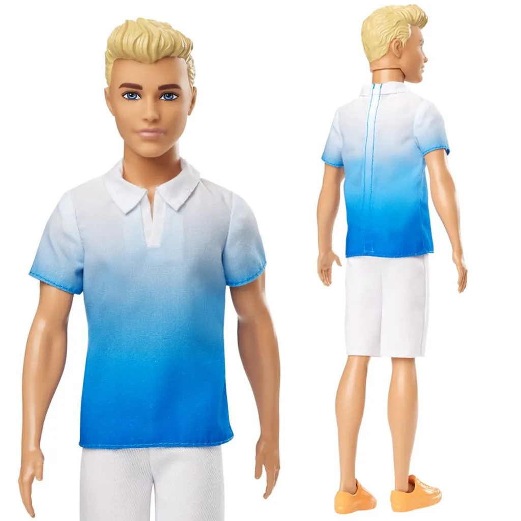 Barbie Ken Fashionistas Puppe Im Weiß-blauen Poloshirt 11 Barbie Ken Fashionistas Puppe Im Weiß-blauen Poloshirt – Bild 9