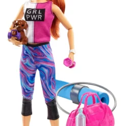 Barbie Wellness Fitness Puppe Und Spielset Mit HĂŒndchen Und 9 Zubehörteilen