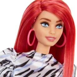 Barbie Fashionistas Puppe (rothaarig) Im Gemusterten Puff-Ärmel Kleid -Barbie Verkaufsladen df695633ec27302b1d0f1d4516fabf91