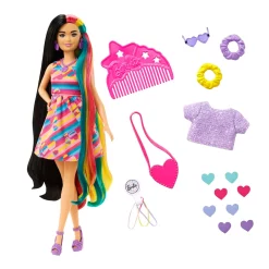 Barbie Totally Hair Puppe (schwarze/bunte Haare) Inkl. Styling-Zubehör