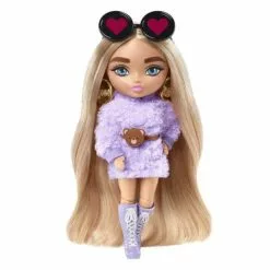 Barbie Extra Mini Puppe Blonde Pigtails Purple Hoodie
